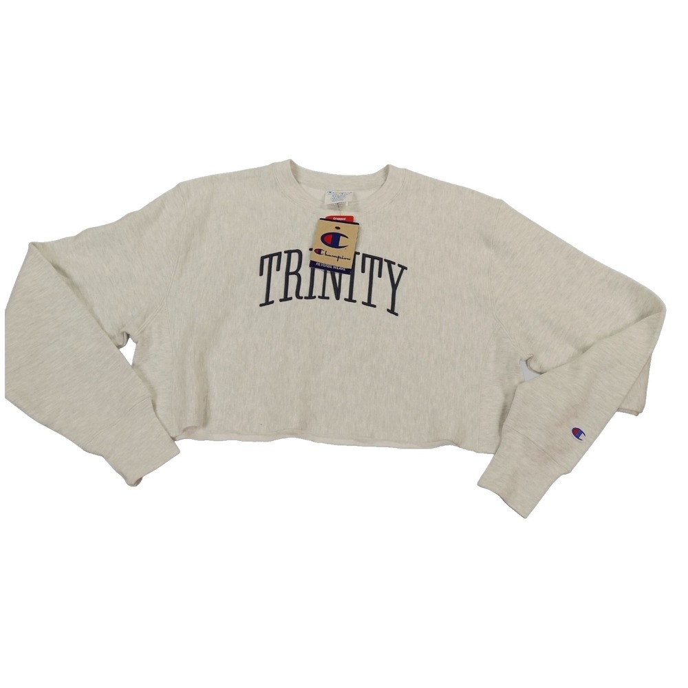 Columbia Trinity College Sweatshirt Womens M Gray Cropped Pullover Reverse Weave
